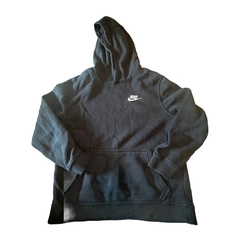 Vintage Nike Kids Medium M Swoosh Black Hoodie Sportswear